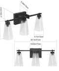 Dimensions of Vintage Industrial 3 Light Vanity Sconce in Black with Bubble Glass Shades, durable wrought iron for bathroom use