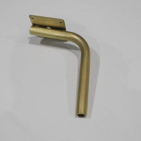 Step Up Your Space Game With Beefy Stainless Steel L Shaped Table Legs, Gold Brushed Heavy Duty Sofa Risers, Rust Resistant Lift Foot Accessories, Tough Support For Tv Stand, Pack Of 4, close-up of L-shaped gold brushed heavy duty table leg.