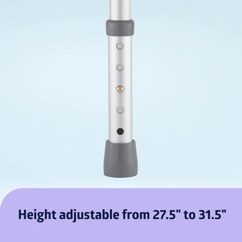 Foldable Bathroom Safety Rail With Adjustable Arms And Universal Seat Fit Rock Solid Aluminum Frame height adjustable from 27.5" to 31.5".