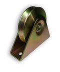 Four Inch Heavy Duty Sliding Gate Wheel With Sealed Ball Bearings And Sturdy Bracket Mount side view showing smooth rolling design.