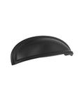 Rock Solid Traditional Cup Pull Handle In Slick Black Bronze Finish For Kitchen Cabinets And Vanity Drawers, 5 inch size.