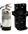 Two Pack Class K Kitchen Fire Extinguisher With Built Tough Steel Mount Bracket And Easy View Safety Sign for fire safety in kitchens.