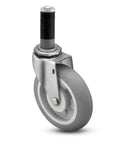 Top Shelf 5 Inch Monotech Swivel Caster With Expanding Adapter Stem 160 Pound Capacity Zinc Plated For Medical Carts And Workbenches showing durable gray polyolefin wheel.