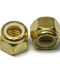 Two Heavy Duty Solid Brass Nyloc Hex Nuts Feature A Premium Nylon Insert That Grabs The Threads And Stays Locked Down During Rough Use Unc One Inch Eight Thread Pack Of One Hundred