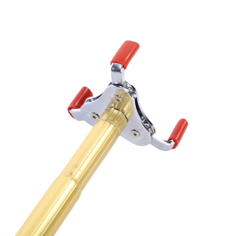 Sleek Knockout Smoke Detector Removal Tool With Rugged Aluminum Extension Pole gripping head with red safety grips for smoke alarms.