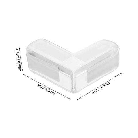 4 Pack Table Corner Protectors For Desks And Tables, Clear PVC Corner Guards With Anti Collision Design, dimensions shown