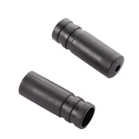 50 Piece Bike Brake Cable Ferrule End Caps Set, Plastic 4mm Shifter Housing End Caps for Brake And Shift Cables, Black, Close-Up View