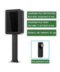 Slick Heavy-Duty EV Charger Enclosure With Pedestal Post, weatherproof lock box, black, 19.6x9.8x27.5 Inch, secure design.