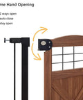 Solid Wood Farmhouse Barn Door Dog Gate Gliding Smooth Operator Style adjustable one hand opening mechanism for easy access.