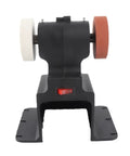 Rock Solid Mini Bench Grinder Featuring 18V Cordless Battery Power And A No Nonsense 250W Motor with dual polishing wheels.