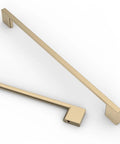 Top Tier Ten Inch Brushed Brass Cabinet Handles And Sturdy Long Drawer Pulls 10 Pack showing sleek design and solid alloy material.