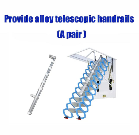 Heavy Duty Remote Control Electric Attic Stairs Featuring Slick Folding Telescopic Step Ladder Sturdy Handrails Knockout Build Dead Easy Setup Killer Space Saving Ceiling Hatch Upgrade with alloy telescopic handrails
