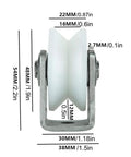 Rock-Solid V-Shape Nylon Roller Wheel With 304 Stainless Bracket And Dual Ball Bearings, 48mm pulley dimensions shown.