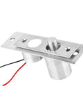 12V Mini Electric Bolt Lock Solenoid With Five Wire Feedback Sensor Tough As Nails Stainless Steel Build side view with wires