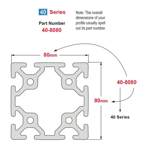 Top Shelf 80X80mm Aluminum T Slot Extrusion Profile Rail With Eight Open Channels And Clear Anodized Finish For Rock Solid 305mm 6063 T6 Grade Modular Industrial Builds, 80mm measurement diagram.