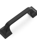 Badass Solid Core Kitchen Cabinet Pulls With Machine Screws, 3 Inch Center To Center Black Iron Finish, Heavy Weight Hardware close-up view.
