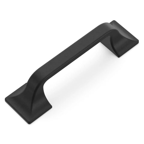 Badass Solid Core Kitchen Cabinet Pulls With Machine Screws, 3 Inch Center To Center Black Iron Finish, Heavy Weight Hardware close-up view.