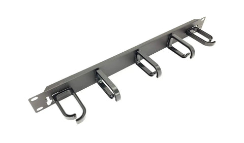 5 Pack 1U 19 Inch Server Rack Cable Management Panel With D Ring Hooks For Horizontal Or Vertical Wire And Cord Organizer In Data Centers Pro Grade Durable ABS 1U Mount Made In Taiwan, side view of cable panel with hooks