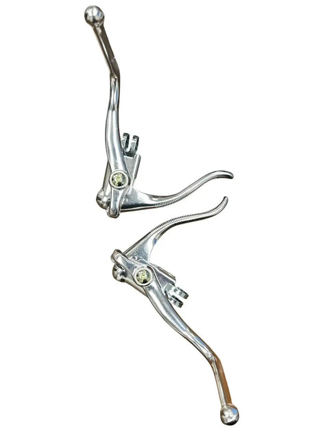 Pair Universal 22 Point 2mm Aluminum Dual Safety Brake Levers for Drop Bar Road Bikes, vintage style, top view