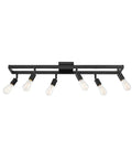 Six Light Adjustable Track Lighting Setup in Matte Black Industrial Farmhouse Style With Pivoting Heads E26 Base Dimmable Ceiling