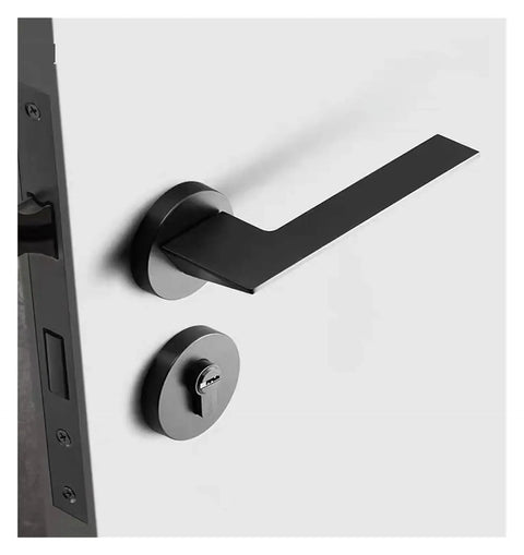Matte Black Room Door Handle With Split Lock For Bedroom Privacy Hardware Easy Install Knob And Lever Built Tough Steel Construction