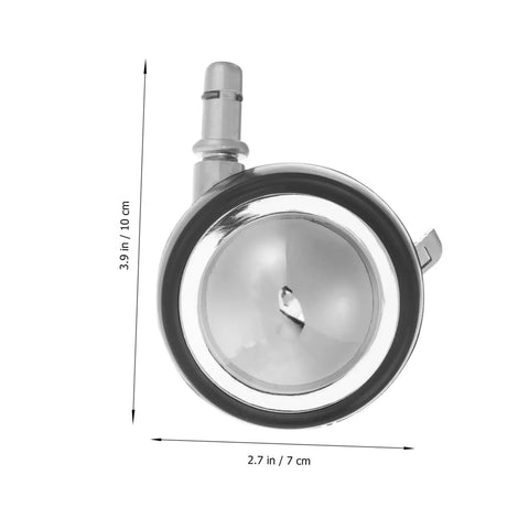 Heavy Duty Swivel Casters For Office And Barber Chairs Smooth As Silk Carpet Wheel Replacement with a chrome finish and dimensions shown.