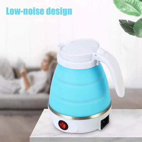 Travel Foldable Electric Kettle 0.6L 600ml Quick Boil In Four To Six Minutes For Coffee And Tea On The Go Collapsible Water Boiler Food Grade Silicone And 304 Stainless Steel Blue Durable Build