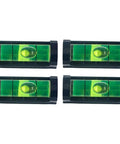 4-Pack for mini Magnetic Level with Base, Compact Pocket for spirit in vibrant green and black design for easy leveling.