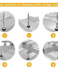 Rock Solid Solar Panel Mounting Fastener Kit With Durable 304 Stainless Steel Wood Screws and Support Plates for No Fuss Roof Installations and PV Racking Systems Rust Proof Four Piece Kit installation steps with screws and aluminum profiles