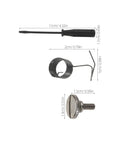 Industrial Sewing Machine Parts Kit With Precision Metal Bobbin Case Spring, Needle Plate Screws, Tension Springs, And Repair Screws For Smooth Operation, Wide Compatibility, And Easy Installation. Hand tools and screws with sizes shown.