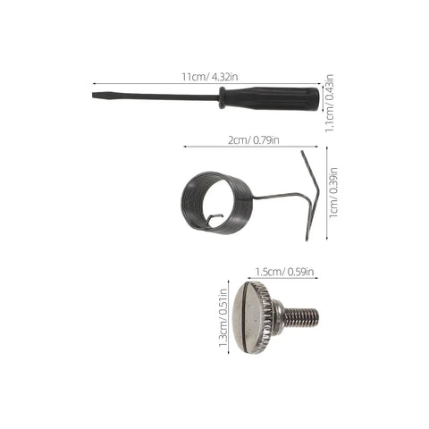 Pro Grade Sewing Machine Replacement Parts Kit With Metal Bobbin Case Spring And Needle Plate Screws For Industrial And Home Use Heavy Duty High Precision Assembly For Faster More Efficient Sewing, with screwdriver, spring, and screw