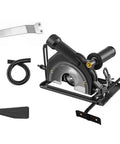 Heavy Duty Angle Grinder Bracket With Integrated Dust Collection System For Smooth Bevel Adjustments Up To Forty Five Degrees, compact design with accessories for cutting.