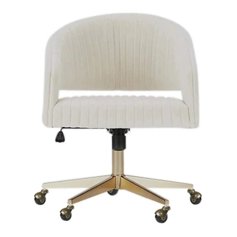 Antique Bronze Furniture Casters with No Sweat Rolling Action on a stylish cream office chair with a gold base.