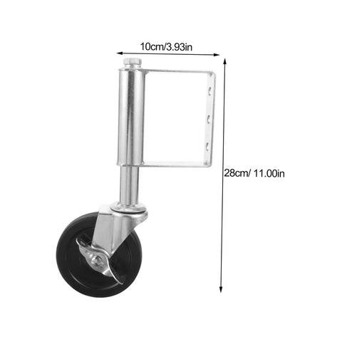 Rock Solid Spring Loaded Gate Wheel Heavy Duty 75kg Black Steel Caster Smooth Rollin Shock Absorbing adjustable mount