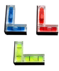QINKYH Magnetic Horizontal Vertical Pocket Spirits Levels Household Pocket Levels Magnet Spirits Bubble Leveler Tool Red showing red, blue, and green levels.