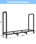 4 Foot Firewood Rack Holder With Cover, Adjustable Heavy Duty Fire Log Stacker Stand dimensions illustration