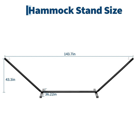 Diagram of 12 Ft Outdoor Hammock Stand Built From Heavy Duty Steel For Two People With Hooks And Chains 450 Lbs Capacity