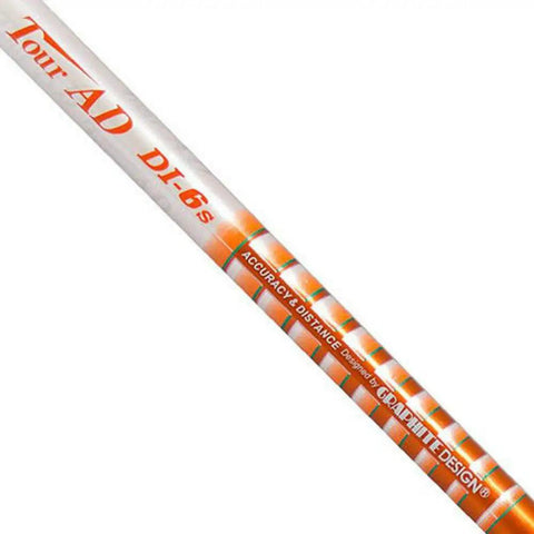 Knock It Straight Down The Middle Graphite Golf Driver Shaft Stiff Flex Pro Grade Upgrade Kit With Grippy Rubber Grip And Quick Release Adapter For Serious Distance, showing Tour AD DI-6s graphite shaft.