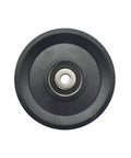 Universal Four Point Five Inch Nylon Gym Cable Pulley Wheel delivering slick bearing glide, showing durable black nylon construction.
