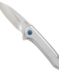 Heavy Duty Assisted Folding Knife With Slick Flipper, Smooth Ikbs Pivot, Razor Sharp High Carbon Steel Blade, Tight Frame Lock, Rugged Grey Handle, Tough As Nails EDC Everyday Carry Gear, silver blade and grey handle