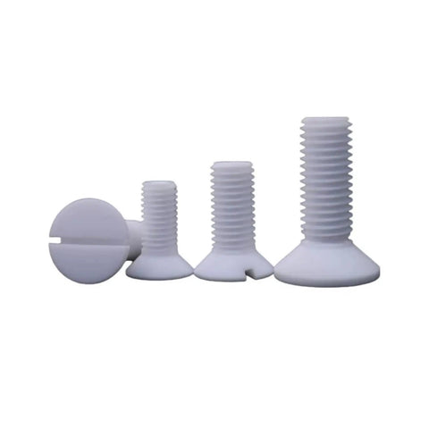 Kickass Heavy Duty PTFE Coated Flat Countersunk Phillips Machine Screws With High Temp Corrosion Resistant Finish, various sizes shown.