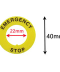 Five Real Deal Packs Of Bright Yellow Emergency Stop Button Bushings For Panel Switch Upgrades, 22X40Mm Heavy Duty Plastic Gasket shown with dimensions.