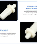 40 Piece Plantation Shutter Repair Pins Set With Spring Loaded Plastic Hardware For Cabinet And Furniture Fixes Quick Snap Sturdy Build close-up view of white plastic pin for shutters.