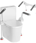 Toilet Safety Rails For Seniors Featuring Flip Up Arm Rests And Height Adjustable Rear Legs, heavy duty assist rail bolted onto a toilet.
