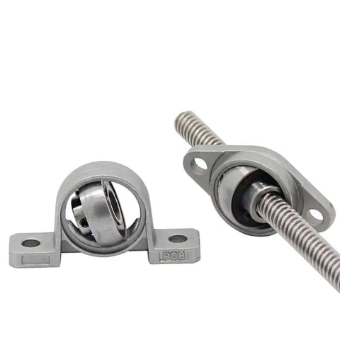 Two Pack 3D Printer Parts T8 Lead Screw Kit Stainless Steel Vertical Or Horizontal Mounts 8mm Outer Diameter With Nut And Bearing Blocks For Custom Builds, pair of bearing blocks