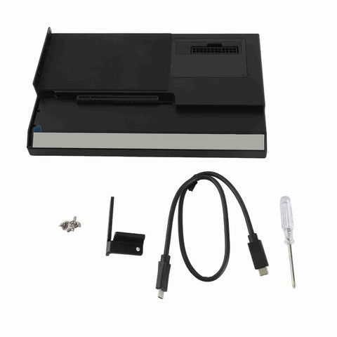 Hella Fast External Gpu Docking Station With USB4.0 40Gbps Transfer, Supports ATX SFX Power Supply, Plug And Play Pcie Upgrade For Nuc, Laptop, Or Gaming Console Rig, with USB cable and screws.
