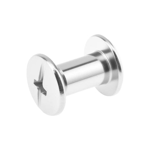 Fifty Pack Chicago Screws And Leather Rivets Featuring Phillips Cross Head Drive Knockout Build Quality Barrel Nut Assembly showing a stainless steel binding screw.