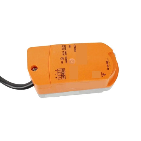 Heavy Duty Rotary Actuator For Commercial Ventilation Valves Hooks Straight Up Into AC 100 To 240 Volt Circuits with solid orange housing.