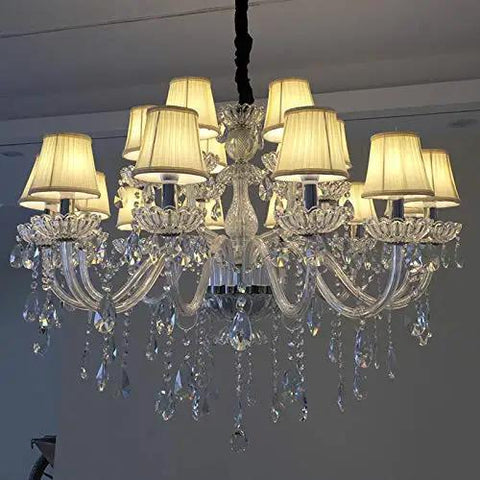 Modern Crystal Ceiling Pendant Light With Polished Chrome Frame And E14 Bulb Socket For Killer Kitchen Island Ambiance Or Cozy Living Room Glow That Truly Slaps Vibe Upward, featuring multiple lampshades and crystal accents.