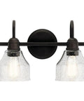 Avery 14.75 Inch Two-Light Vanity Light With Clear Seeded Glass In Olde Bronze, front view of light fixture against white background.